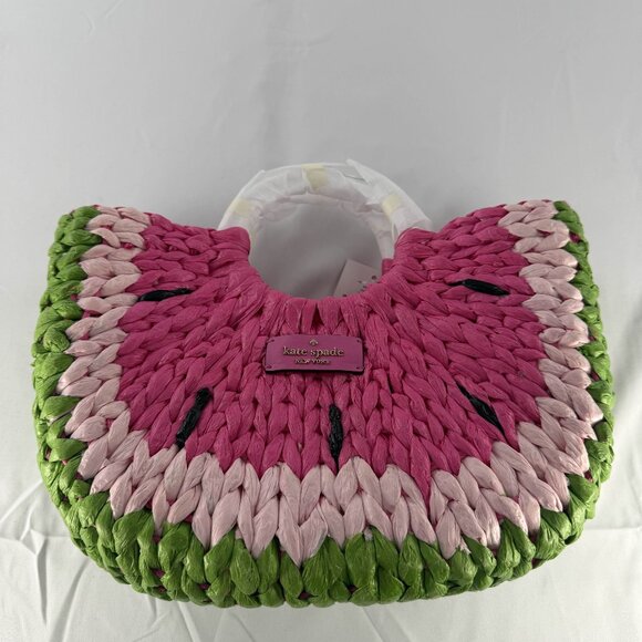 Rare Kate Spade New York Watermelon Picnic Perfect Woven Small Tote - Picture 1 of 3